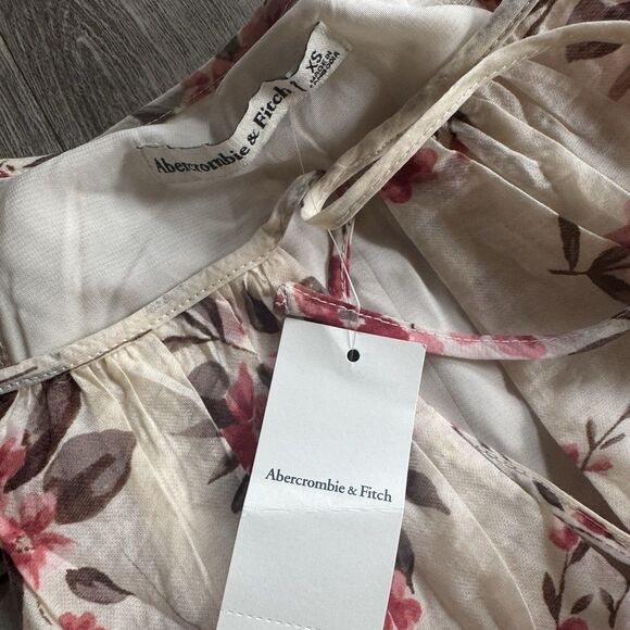 NWT Abercrombie & Fitch Floaty Dress XS Trapeze Mini Floral Boho Lightweight - Picture 10 of 11